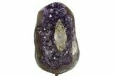 Dark Purple Amethyst Geode w/ Calcite on Metal Stand - Uruguay #342699-1
